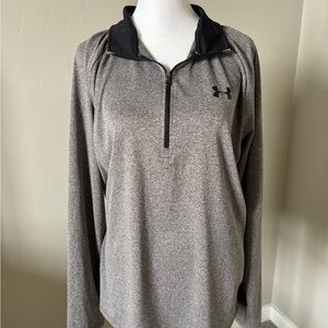 Under Armour Gray Long Sleeve Hoodie with Polo Collar and Zippered Style